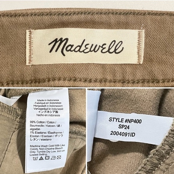 NWT Madewell Petite Curvy Emmett Wide Leg Crop Pant Garment Dyed Drill Khaki 24P - Picture 16 of 16